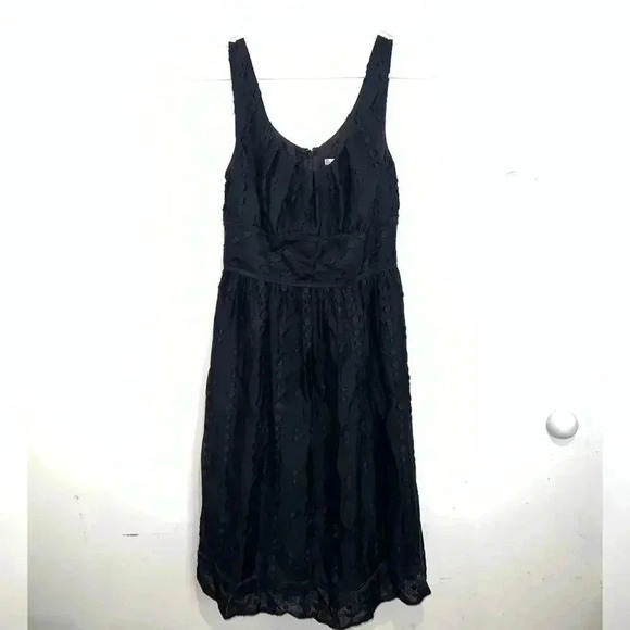 Vince black Burnout Spot Polka Dot Embossed Sleeveless Silk Dress NEW - Picture 5 of 6